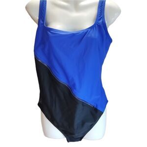 SPEEDO one piece zipper design colorblock swimsuit 16